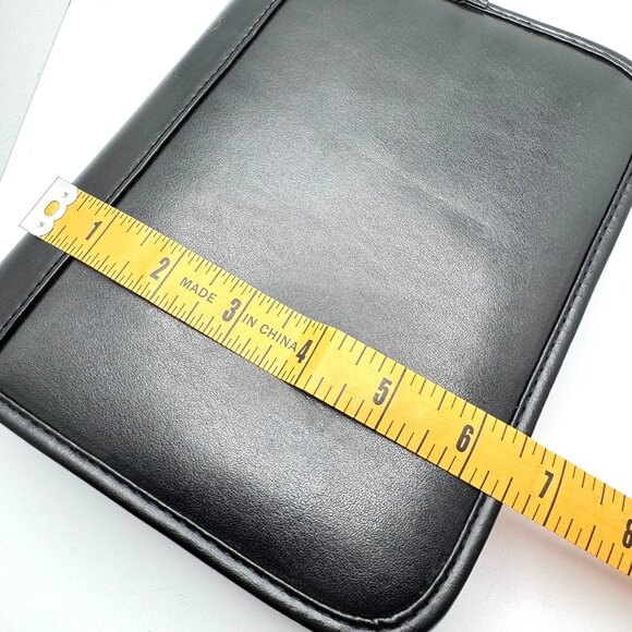 Franklin Covey Black Vegan Leather Zippered Binder Compact Sz Organizer 6 Rings - Picture 2 of 13